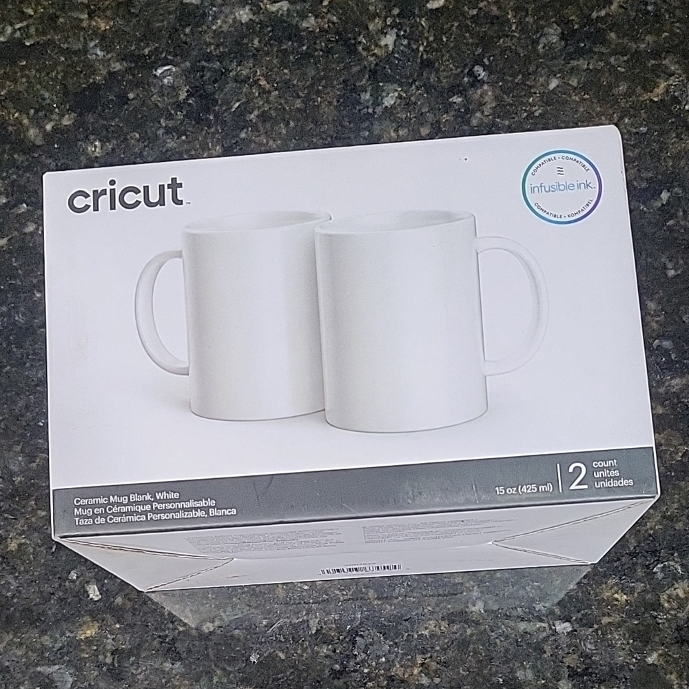 Cricut White Ceramic Mug Set 15 oz